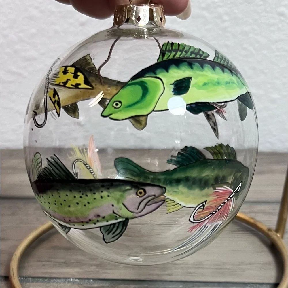 Chase International Mouth-Blown Glass Reverse Painted Christmas Ornament Signed